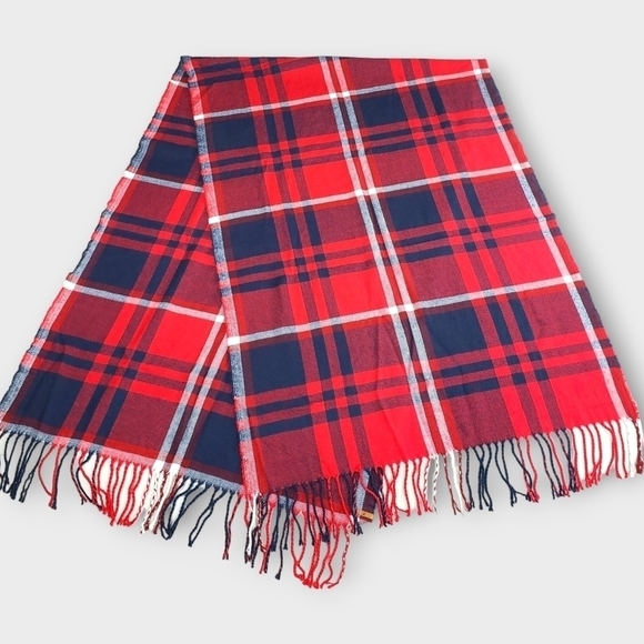 Eddie Bauer Plaid Blanket Scarf Red and Blue - Picture 2 of 6